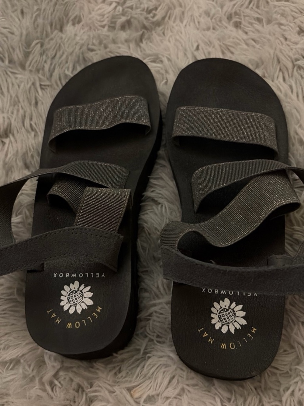 Yellow Box Black Triple-Strap Comfort Sandals